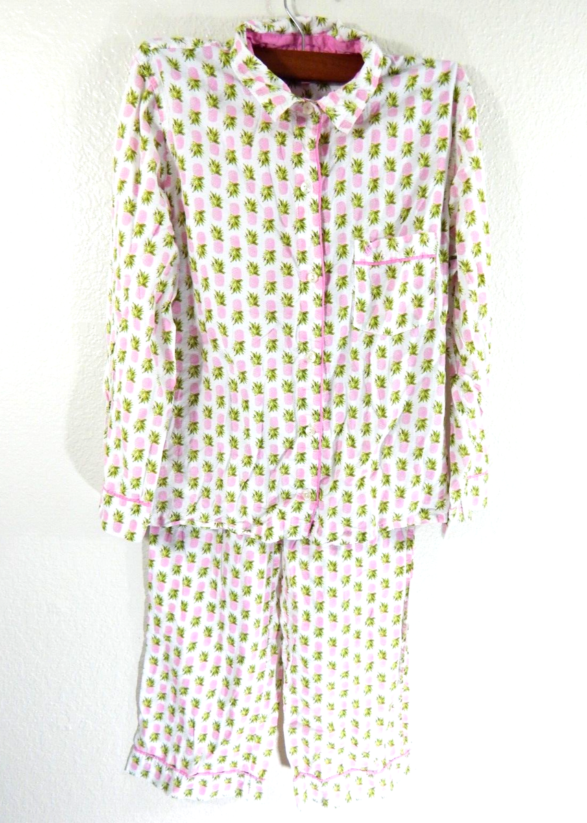 Victoria's Secret Women's XS Pajama Set Mayfair Pink Pineapple Top