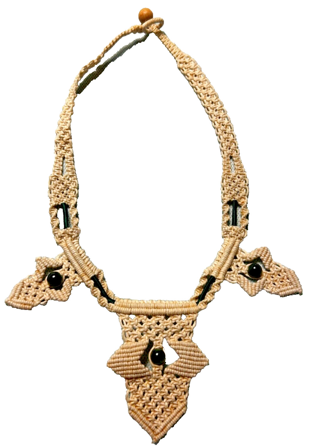 Vintage Statement Macrame knotted necklace Art Ar… - image 3