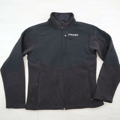 Spyder Women's Black Soft Fleece Full Zip Mock Neck Fleece Lined Jacket Large 10 - Afbeelding 1 van 7