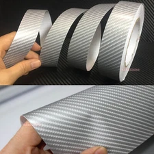 Decors Strip 4D Texture Carbon Fiber Vinyl Tape Car House Wrap Sticker Silver
