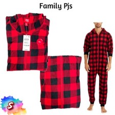 NWT Family Pajamas Matching Men's S 1-Pc. Red Check Printed Pajamas 100127326