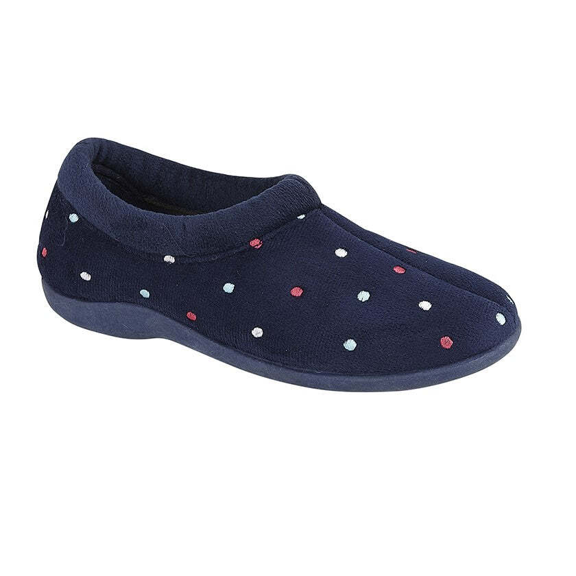 SAOLA Pantofola donna SLEEPERS Navy Velluto Collare Intero Suola in Gomma