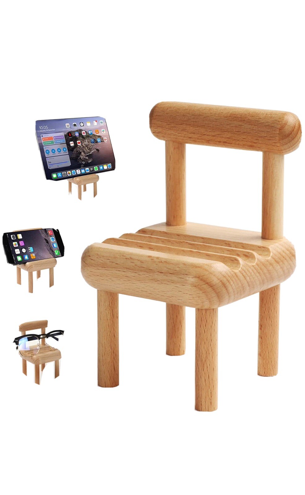 Support téléphone chaise mini transat en bois pour votre bureau ou table de nuit