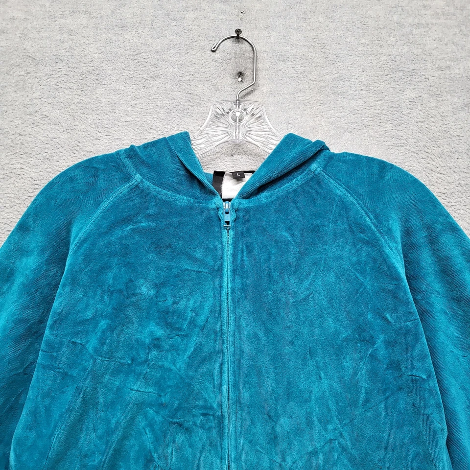 Sudadera con capucha para mujer Five Star By Roper L logotipo de terciopelo verde azulado bordado LEÍDO Foto 4 de 4