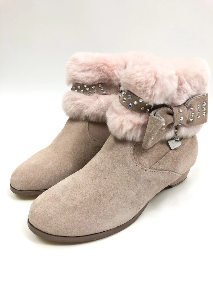 Botas con moño y encanto Chasing Fireflies para niñas 2 nuevas con caja rosa imitación piel estrás Foto 4 de 4