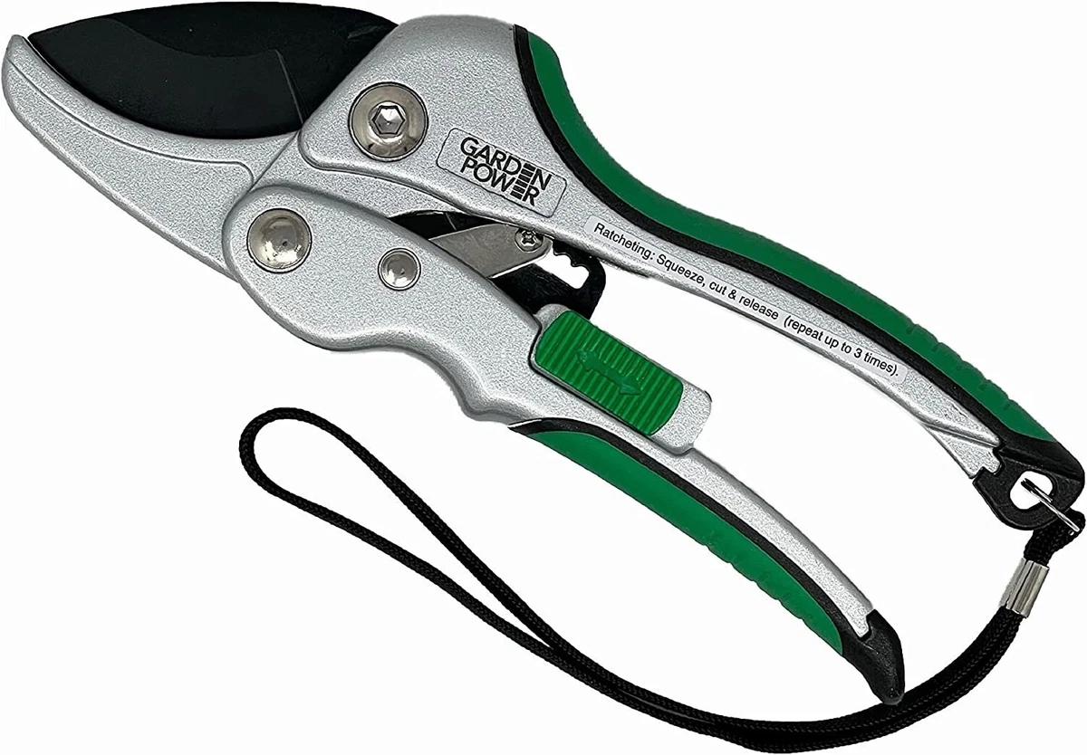 Garden Power Premium Heavy Duty Ratchet Pruning Shears Professional Hand Pruner