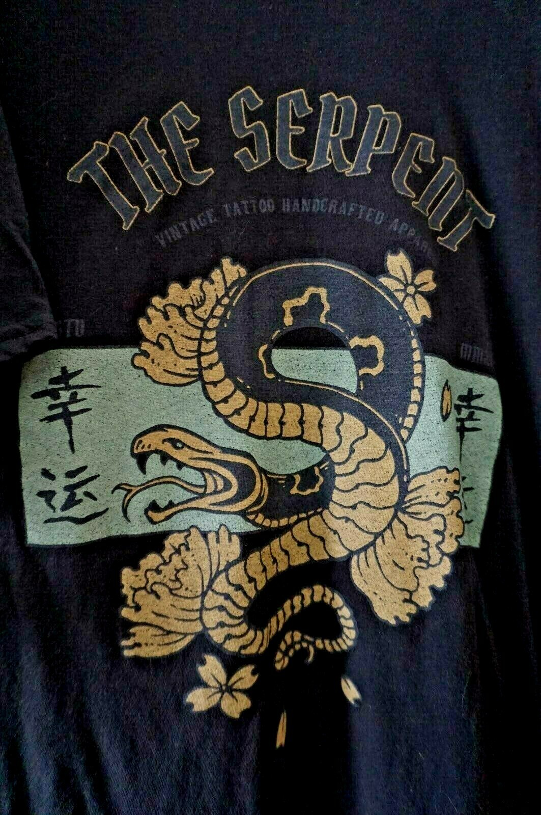 Black green oriental snake serpent hippie boho print tee t-shirt 18 BNWT image 2