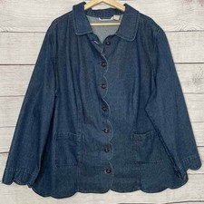 Roaman's Plus Size Scalloped Hem Denim Jean Jacket Button Front 22w