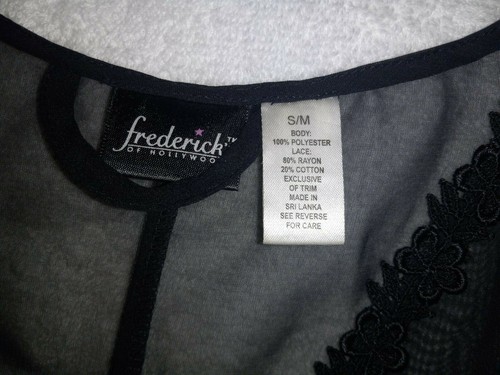 #067 Frederick's of Hollywood Woman's Black Sheer/Embordered Robe Size S/M - Picture 7 of 14