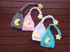To the Moon  Back Baby Girl Boy Newborn Crochet Knit Hat Photo Prop 0-1 months