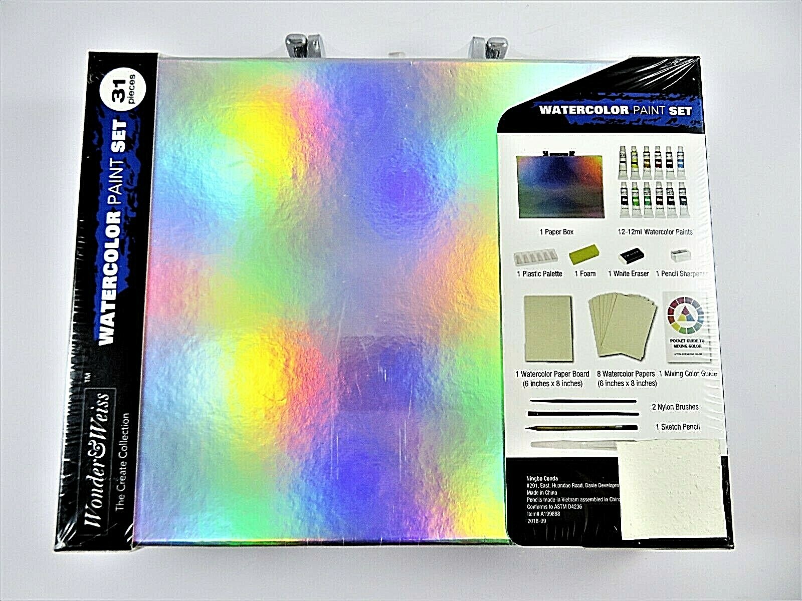 Wonder & Weiss Watercolor Paint Set In Paper Box 31 Pieces Create New