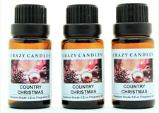 3 Country Christmas 1/2oz Premium Grade Scented Fragrance Oil Crazy Candles