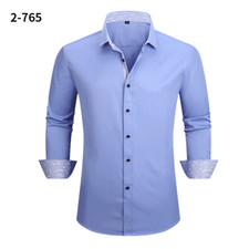 New Men's Elastic Dress Shirts Formal Business Long Sleeves Casual Shirts Tops