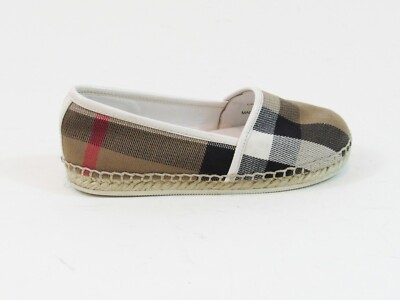 Burberry Kid Check Espadrille Flat - Off White/Tan - 27 (Kid) | eBay 