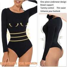 Women Slimming Long Sleeve Shapewear Tummy Control Bodysuit Full Body Shaper Top