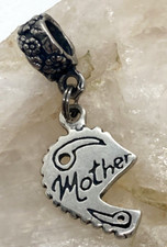 Vintage SJC Mother Half Heart Charm Sterling 925 Silver 2.6g Dainty Mothers Day