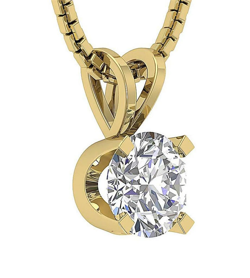 Genuine Diamond I1 H 0.75 Ct Solitaire Pendant U Prong Set 14K Solid Yellow Gold - Image 2 of 4