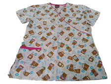 Divine Scrubs By JDM Women's Short Sleeve Scrub Top Coffee Mug Print Size Small
