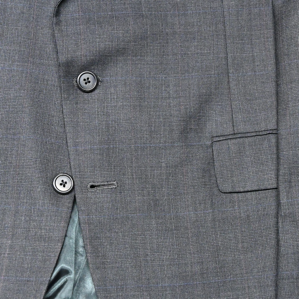 Terno calça jaqueta masculina lã Botany 500 42R 35x30 cinza xadrez Glenn EUA - Imagem 3 de 4