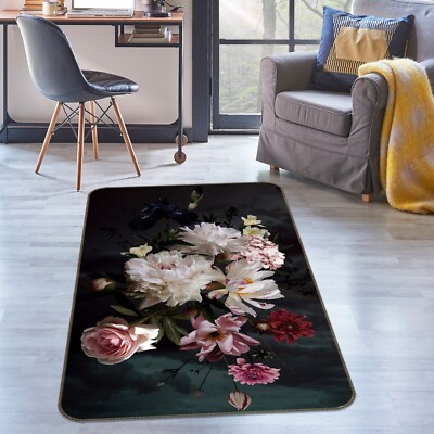 3D Flower Ornaments ZHUA624  Game Non Slip Rug Mat Photo Carpet Amy