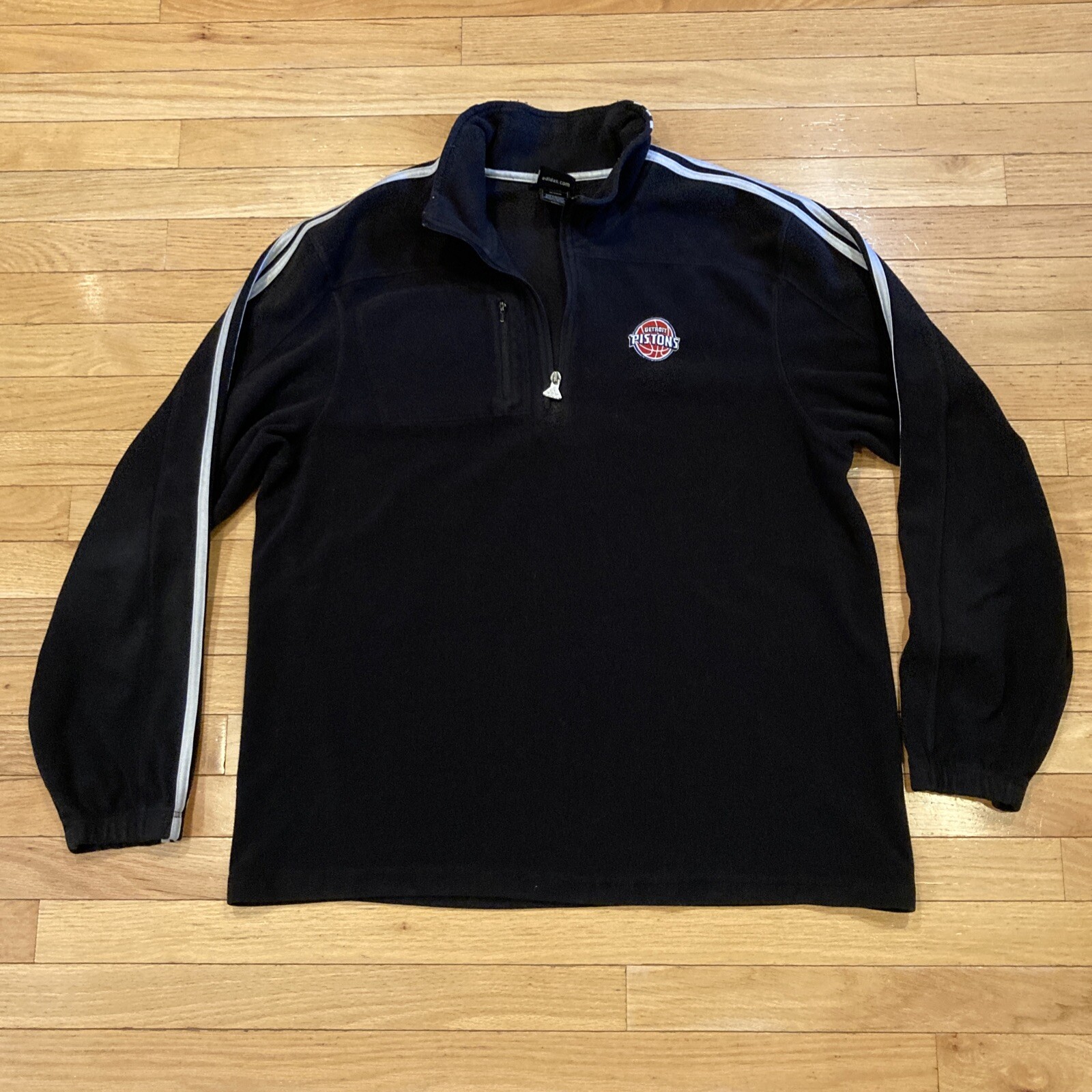 Adidas Detroit Pistons Quarter Zip Pullover Sweater Men's Size XL Black