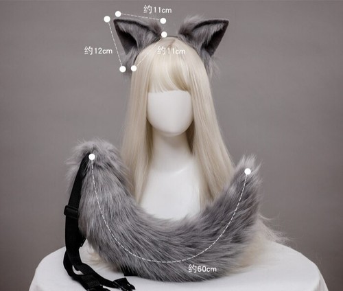 Wolfsohren Tierohren Wolfsschwanz Stirnband Kopfschmuck Haarnadel Cosplay Requisite - Bild 6 von 28