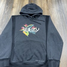 Vintage Hurley Hoodie Mens M Black Sweatshirt Surf Skate Spellout Logo Sweater
