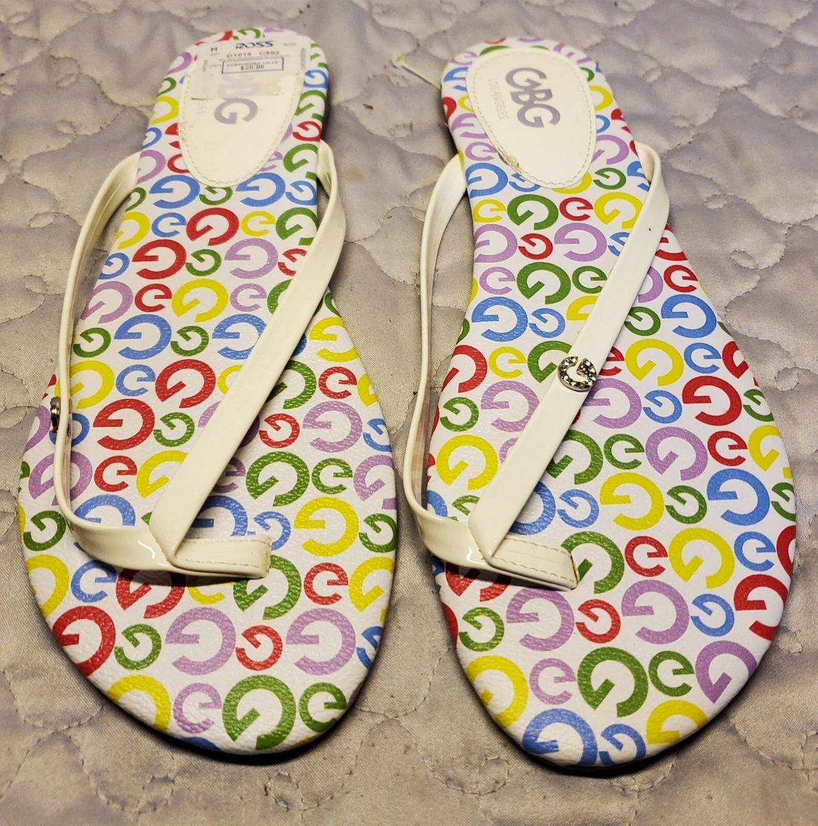 New GBG Los Angeles G Colorful Flip Flops Size 9