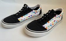VANS Missy Old Skool Black Rainbow Hearts Lace up sneakers Girls Size 5 508731