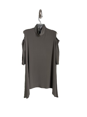Clara Sun Woo Green Cold Shoulder Dipped Hem Tunic Slinky Size 1X Plus