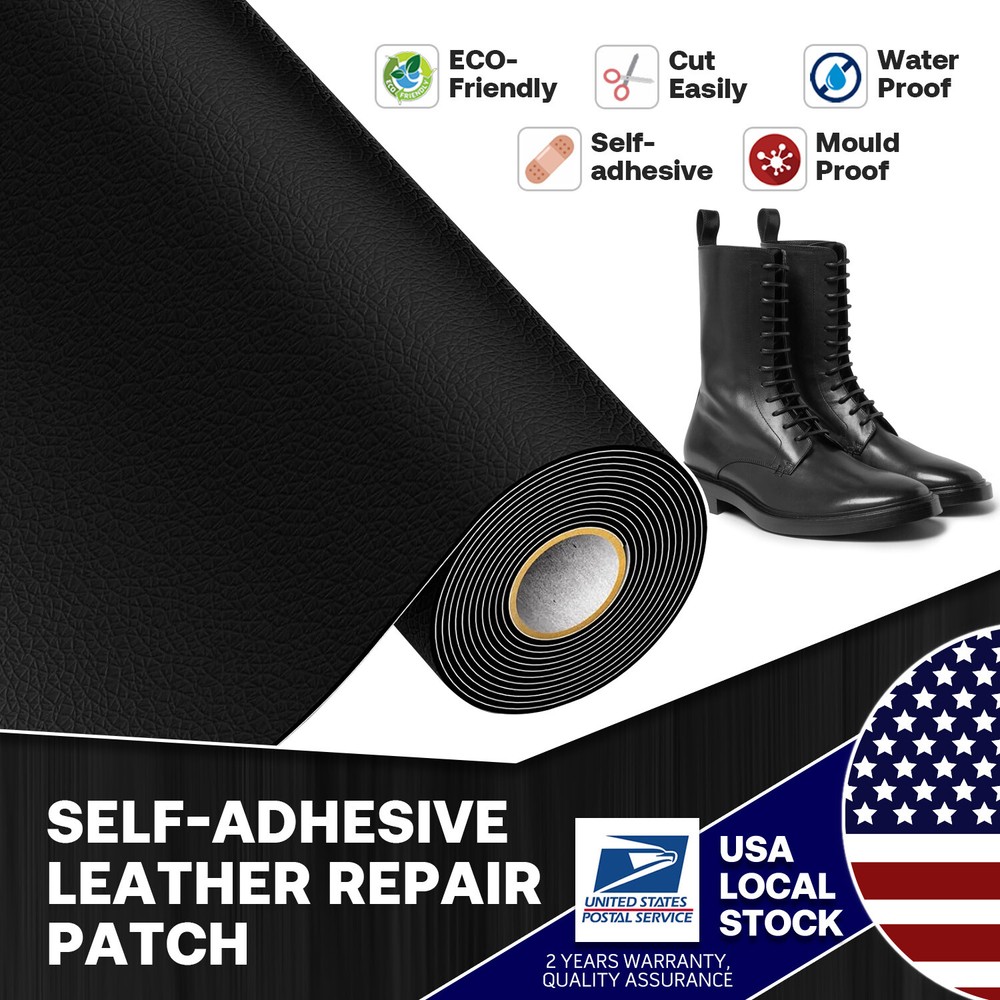 Leather Repair Kit Self-Adhesive Patch Stick on Sofa Cloth Car Seat Couch Black