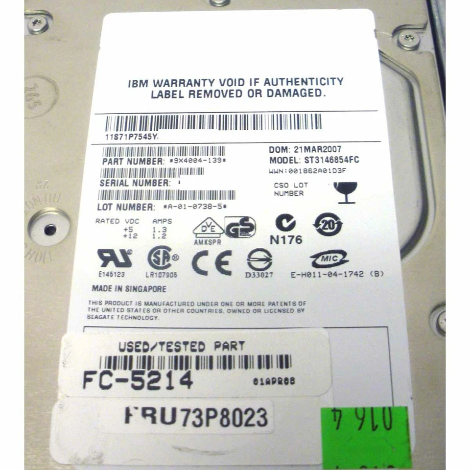 IBM 73P8023 Hard Drive 146GB 15K 2Gb FC 5214 for DS4300 - Image 3 of 3