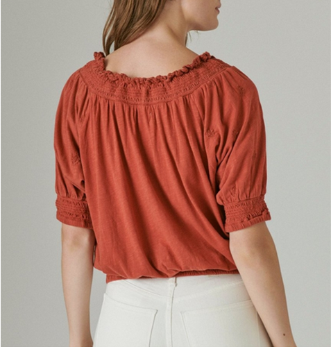 Blusa de punto ahumado Lucky Brand para mujer XL óxido BOHO nueva con etiquetas - Imagen 2 de 6