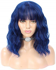 blue wigs short