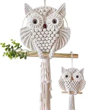 Owl Macrame Wall Hanging Tapestry Art Decor Handmade Woven Boho Decor Ornament W
