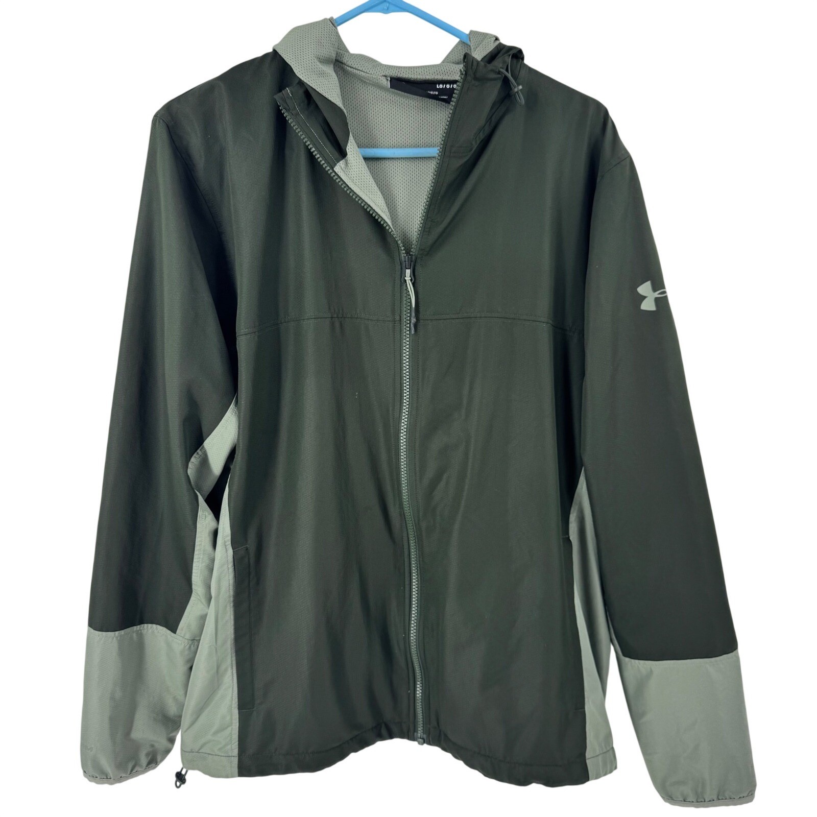 Under Armour Men's Hooded Lightweight Water Resistant Jacket Green Grey - L