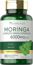 Carlyle Moringa Oleifera Complete Green Superfood 6000mg 180 Capsules