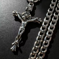 Edelstahl Jesus Kreuz Halskette Herren – Religiöser Anhänger mit Christus