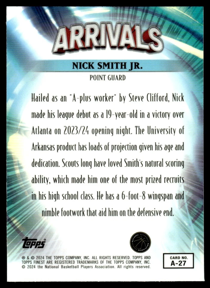 2024-25 TOPPS FINEST ARRIVALS RC /99 NaLyssa Smith Indiana Fever - Image 2 of 2