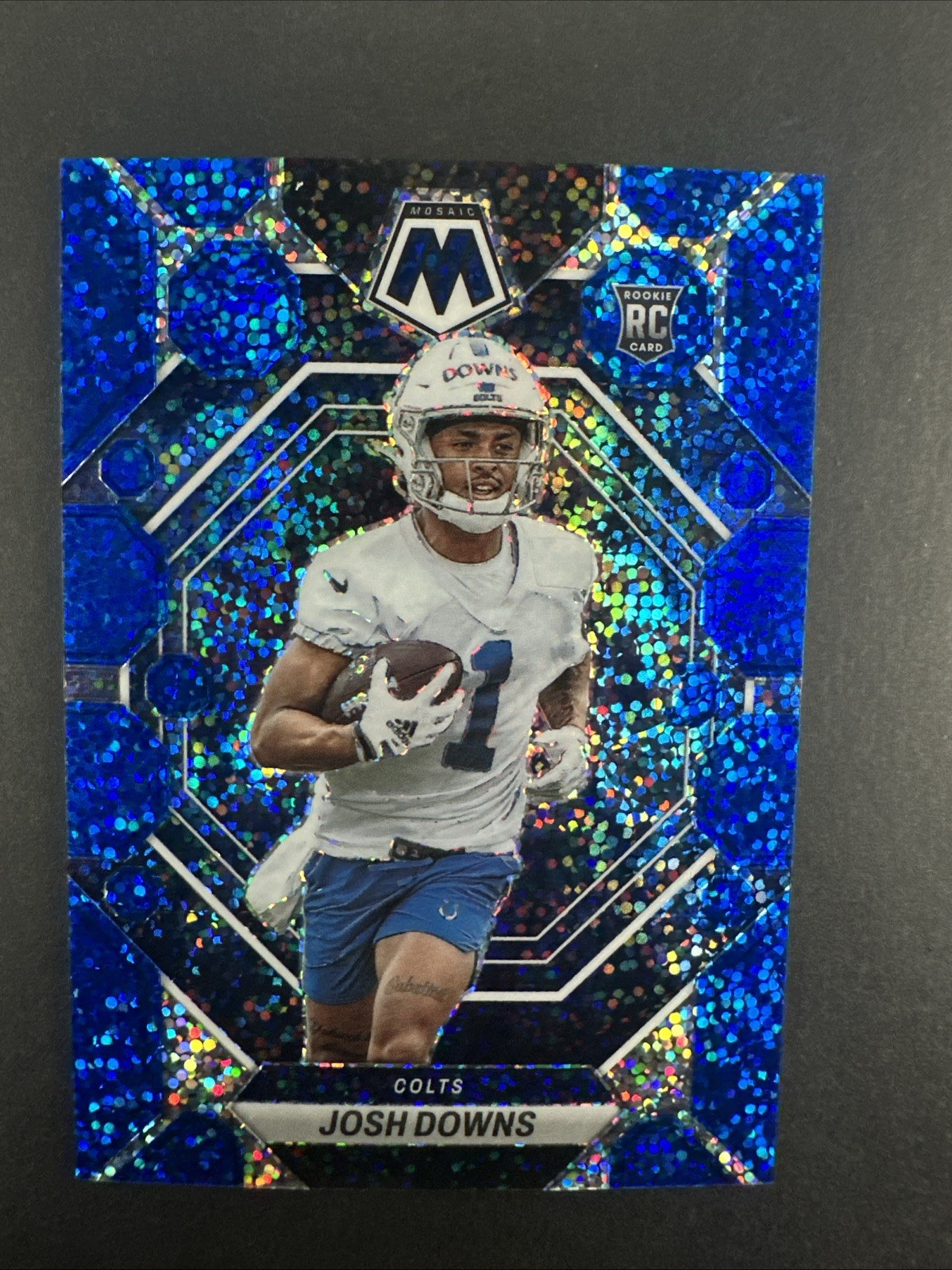 2023 Panini Mosaic #339 Josh Downs Blue Sparkle #/96 Indianapolis Colts