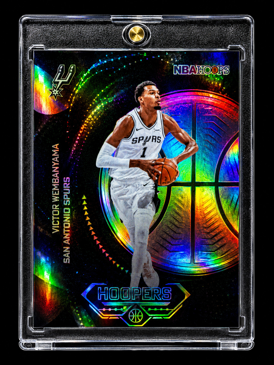 VICTOR WEMBANYAMA BLACK REFRACTOR HOLO NBA SP INSERT Spurs NBA Finals W Case view 4