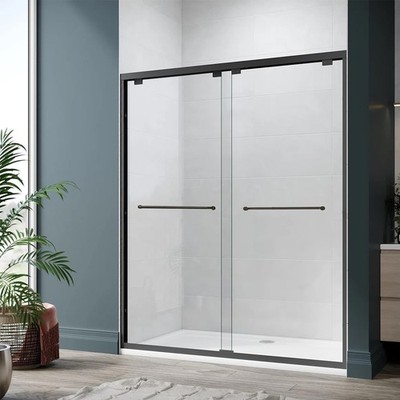 72 inch Height Matte Black Sliding Bathroom Door Long Lasting Double Shower Door