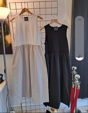 Jersey top cotton skirt dress white and grey sz S