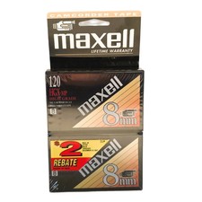 Maxell 8mm Blank Tapes 120 HGX-MP High Grade Metal Particle 2 pack New Sealed