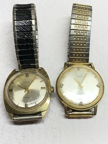 Timex Electric Vintage Mens  2 Pc Lot Watches Untested
