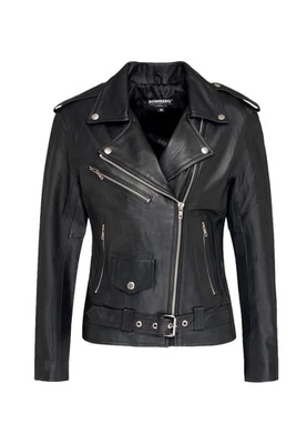 Damen Lederjacke Biker Jacke Lammnappa Leder echt Leder schwarz Größe S - Bild 1 von 2