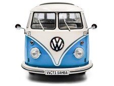 1/18 1962 Volkswagen T1 Samba Bus Baby Blue and White   Solido Diecast Model Car