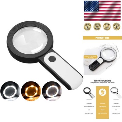 Illuminated Magnifying Glass with 3x Power and 18 LED - Perfect for Reading Ease