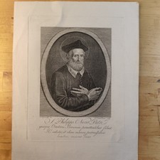 Incisione Antica S. Tofanelli - San Filippo Neri - Oratorio di Bologna - XIX Sec