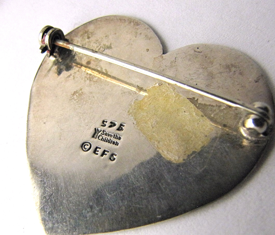 Save The Children Brooch Solid Sterling Silver He… - image 2
